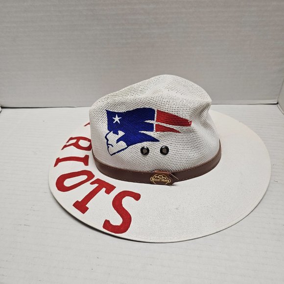New England PATRIOTS Hard Straw Hat Fan Nicol Hats Football Team Boston Logo M - Picture 2 of 16